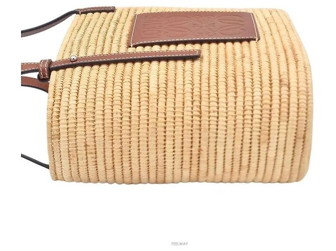 Loewe Borsa cesta quadrata in rafia Small - vista 4