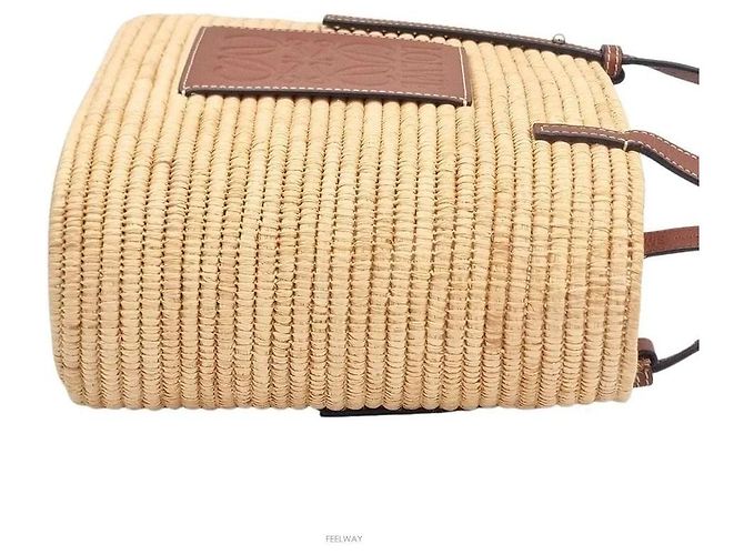 Loewe Borsa cesta quadrata in rafia Small - vista 5