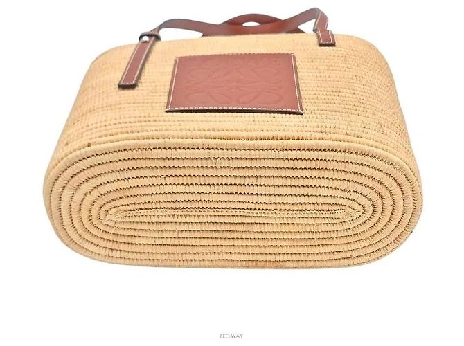Loewe Borsa cesta quadrata in rafia Small - vista 6