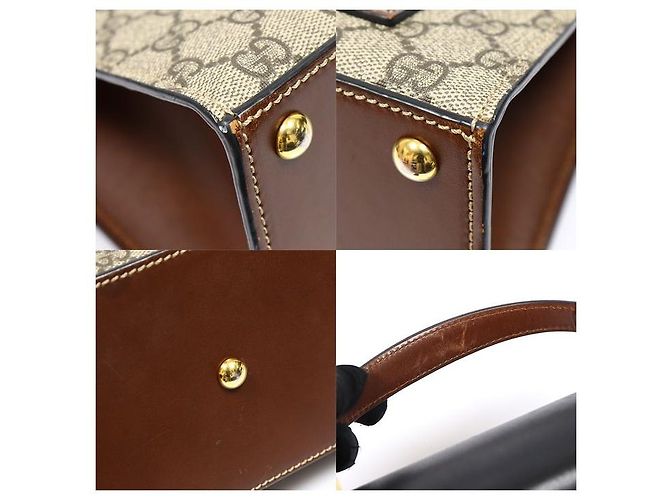 Gucci GG Supreme Canvas Black Leather Padlock Small Top Handle Tasche - Ansicht 5