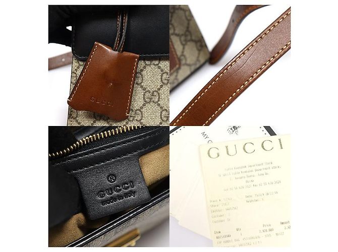 Gucci GG Supreme Canvas Black Leather Padlock Small Top Handle Tasche - Ansicht 7