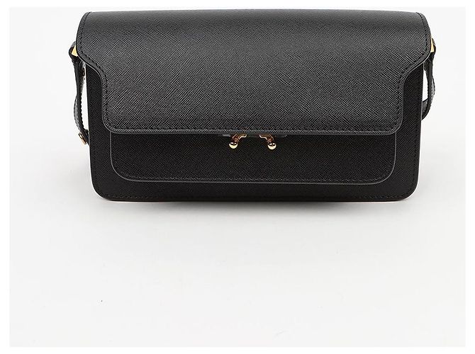 Marni Borsa a tracolla Saffiano Trunk East West Nera - vista 2