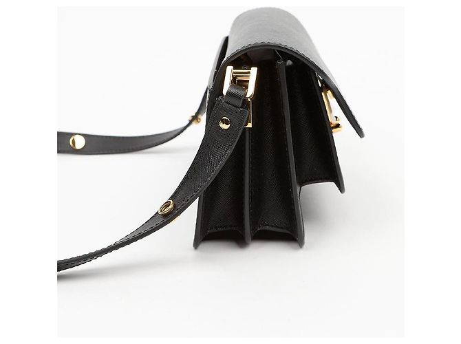 Marni Borsa a tracolla Saffiano Trunk East West Nera - vista 4