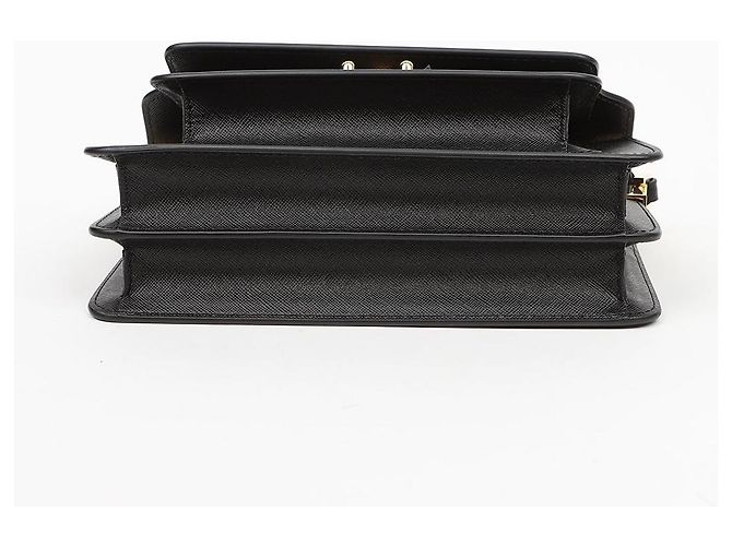 Marni Borsa a tracolla Saffiano Trunk East West Nera - vista 5