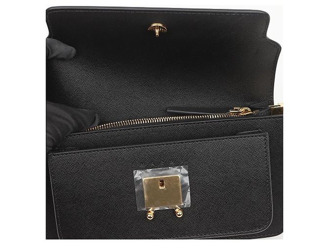 Marni Borsa a tracolla Saffiano Trunk East West Nera - vista 6
