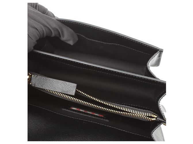 Marni Borsa a tracolla Saffiano Trunk East West Nera - vista 7