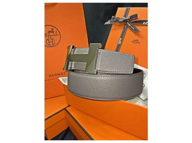 Hermès Cintura reversibile classica Large Silver Nero e Grigio - vista 3