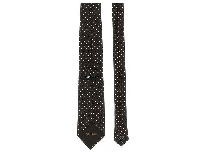 Cravatta in seta a pois Tom Ford Marrone Scuro - vista 4