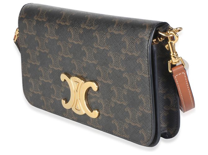 Céline Celine Multipochette Schultertasche aus braunem Triomphe Canvas - Ansicht 3