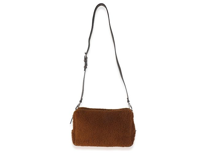 Borsa a spalla Liu Medium Fendi in shearling marrone - vista 7