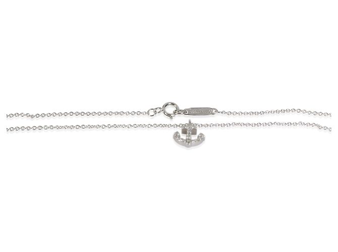 Pendente Mini Ancora in Oro Bianco e Diamanti Tiffany & Co. - vista 2