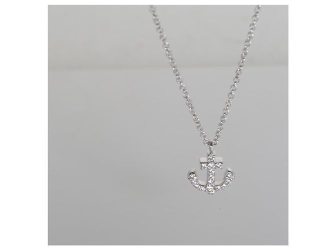 Pendente Mini Ancora in Oro Bianco e Diamanti Tiffany & Co. - vista 4