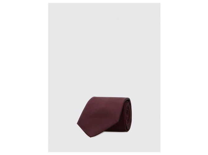 Autre Marque Cravatta SAINT LAURENT in taffetà di seta bordeaux - vista 4