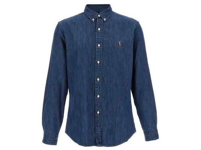 Ralph Lauren Camicia in denim ricamata con logo Pony - vista 4
