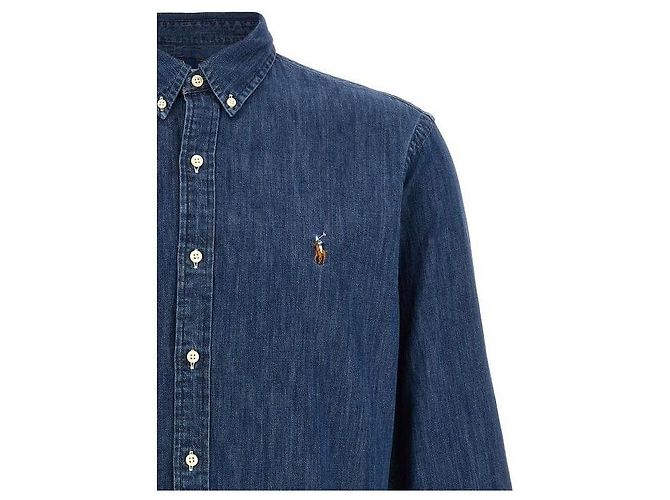 Ralph Lauren Camicia in denim ricamata con logo Pony - vista 6