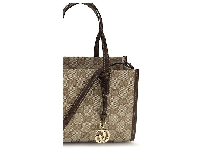 Gucci Borsa a tracolla in cotone beige - vista 4