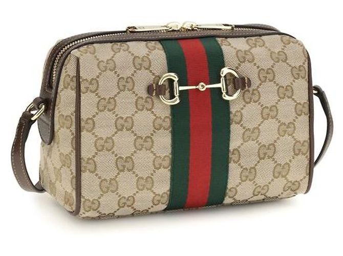 Gucci Borsa a tracolla in tessuto beige - vista 2