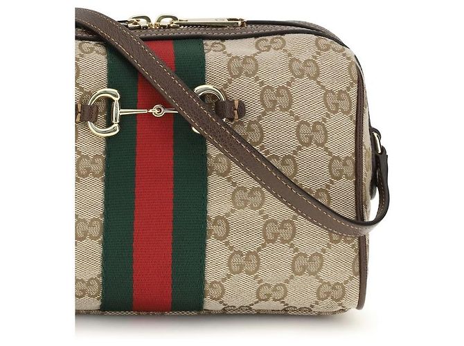 Gucci Borsa a tracolla in tessuto beige - vista 4