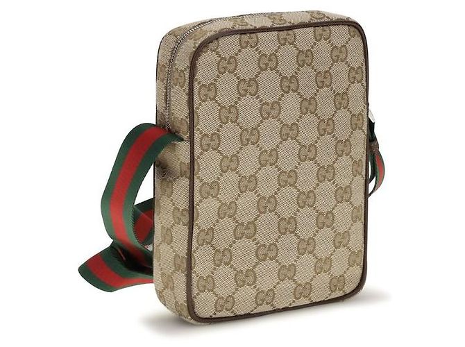 Gucci Borsa a tracolla in tessuto beige - vista 3