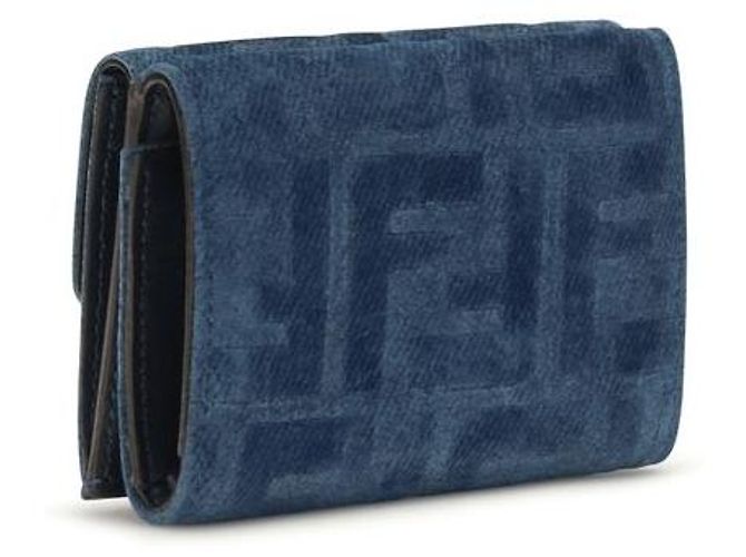 Fendi FF Monogramm Trifold Wallet aus blauem Jacquard - Ansicht 2