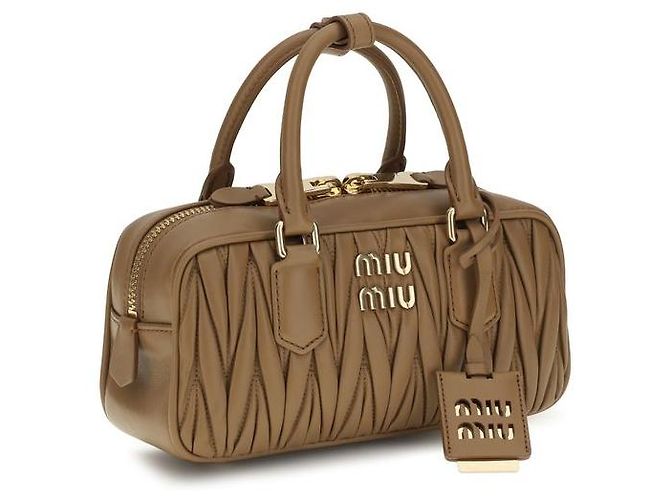 Miu Miu Borsa a tracolla Bos Taurus in pelle di vitello beige - vista 2