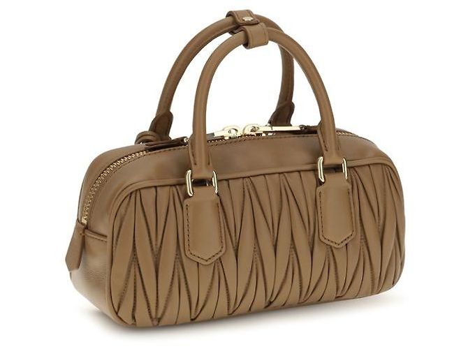 Miu Miu Borsa a tracolla Bos Taurus in pelle di vitello beige - vista 3
