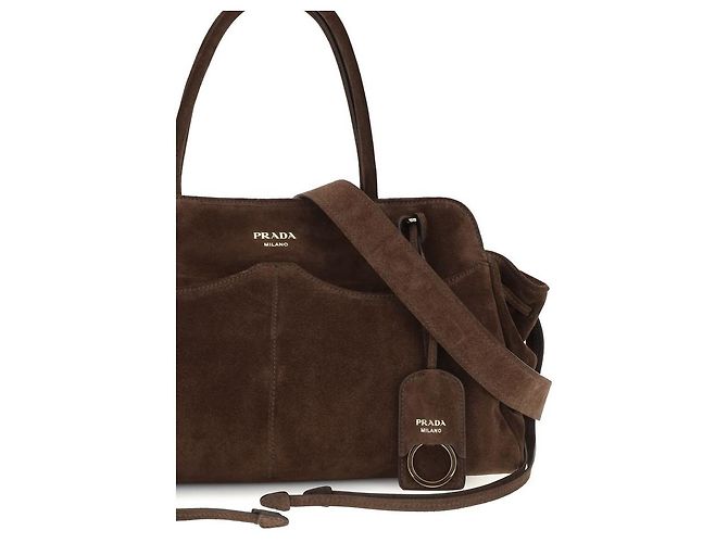 Prada Borsa a tracolla Bos Taurus in pelle di vitello marrone - vista 4
