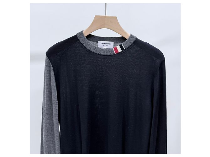 Thom Browne Gestreifter Mix Wollstrickpullover - Ansicht 2
