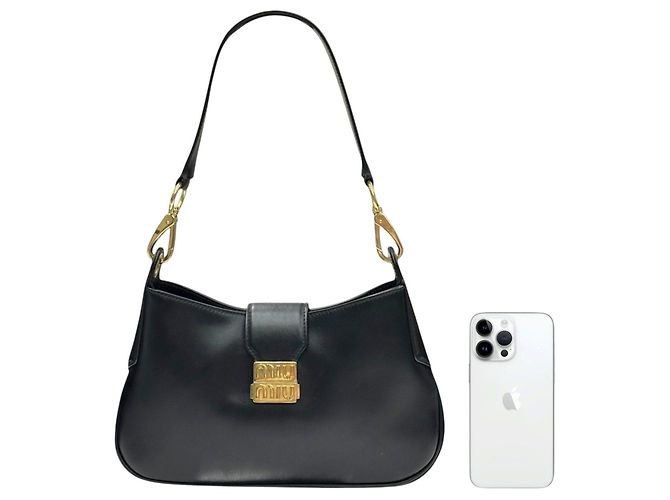 Miu Miu Borsa hobo in pelle nera - vista 3