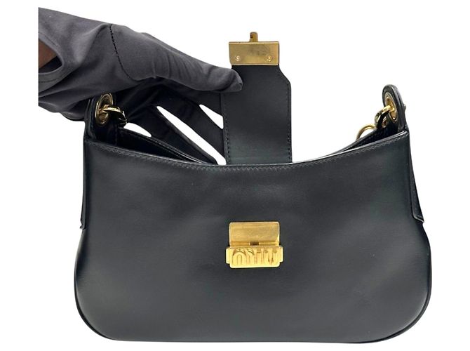 Miu Miu Borsa hobo in pelle nera - vista 7