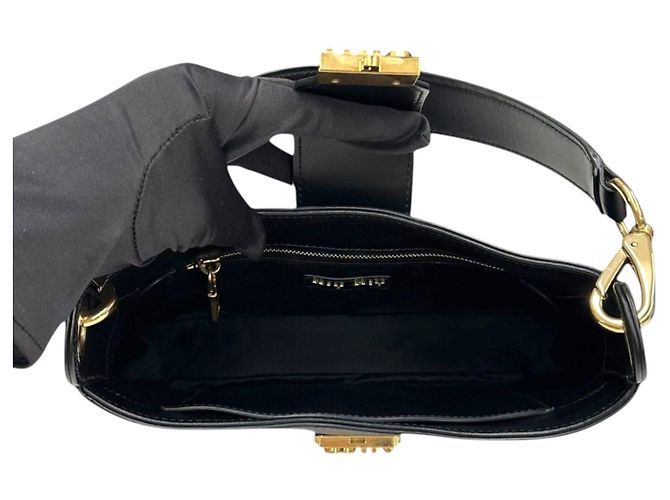 Miu Miu Borsa hobo in pelle nera - vista 8