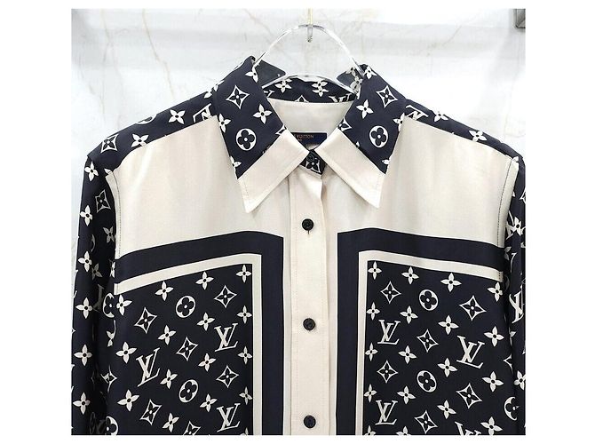 Louis Vuitton Blusa camicia in seta monogram - vista 3