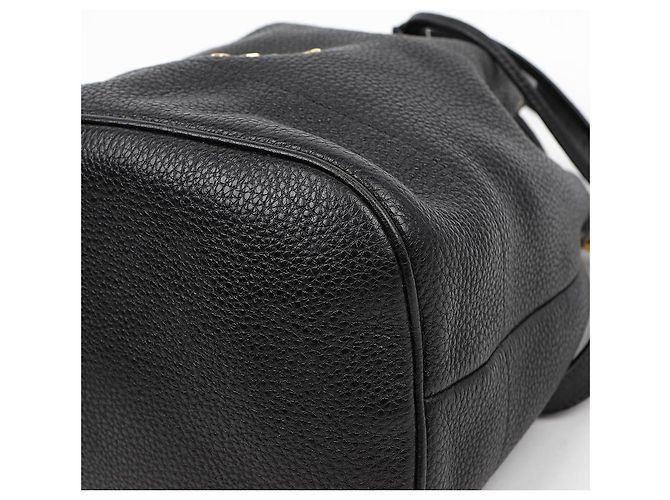 Prada Borsa a secchiello in pelle Vitello Daino Nero - vista 10