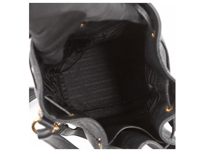 Prada Borsa a secchiello in pelle Vitello Daino Nero - vista 13