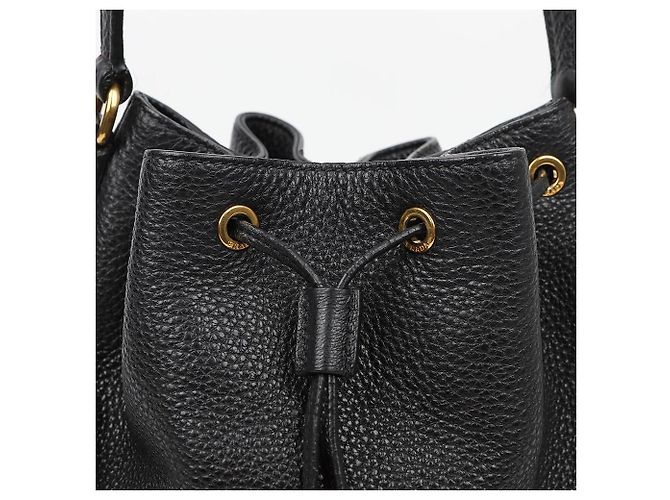 Prada Borsa a secchiello in pelle Vitello Daino Nero - vista 3
