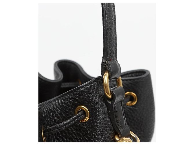 Prada Borsa a secchiello in pelle Vitello Daino Nero - vista 7