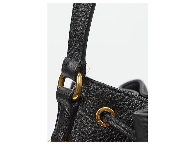 Prada Borsa a secchiello in pelle Vitello Daino Nero - vista 8