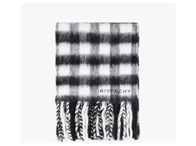 Givenchy Sciarpa in lana di alpaca a quadri con frange - vista 2