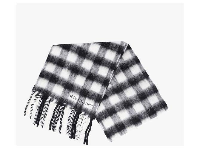 Givenchy Sciarpa in lana di alpaca a quadri con frange - vista 4