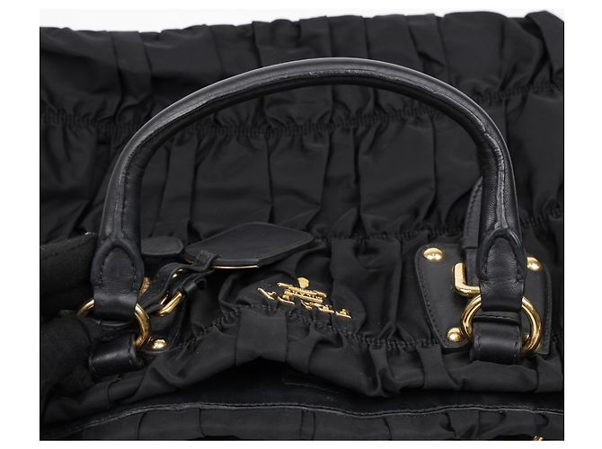 Tote Prada Borsa a spalla e mano Gofre Black Gold Hardware - vista 11
