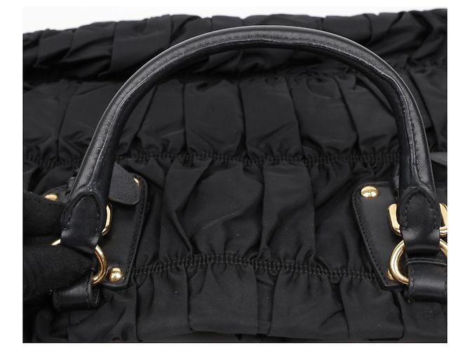 Tote Prada Borsa a spalla e mano Gofre Black Gold Hardware - vista 12