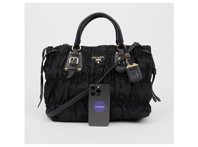 Tote Prada Borsa a spalla e mano Gofre Black Gold Hardware - vista 22