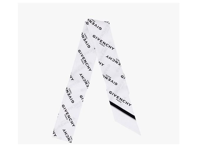 Givenchy Skinny scarf in seta twill con stampa logo - vista 4