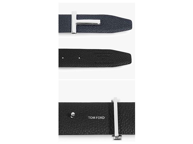 Tom Ford Reversible Belt with Silver Logo Buckle - view 8