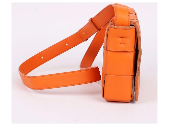 Bottega Veneta Borsa a Tracolla Piccola Weaving Orange Cassette - vista 4