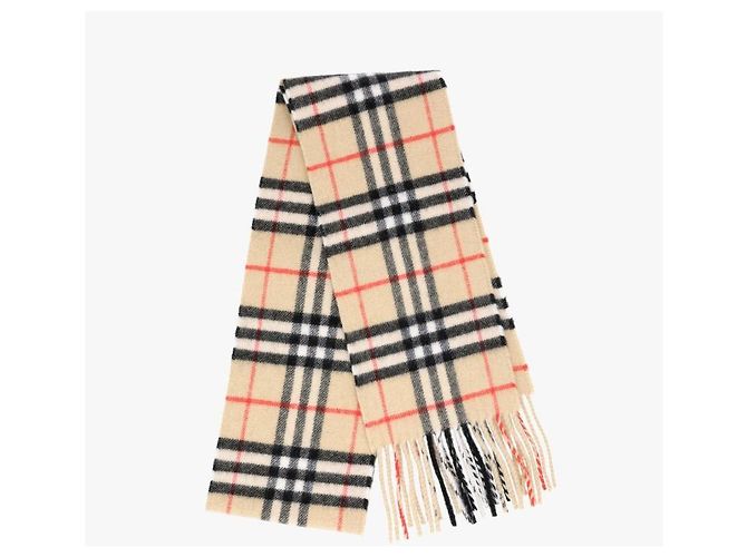 Burberry Sciarpa Slim Check in cashmere con frange - vista 4