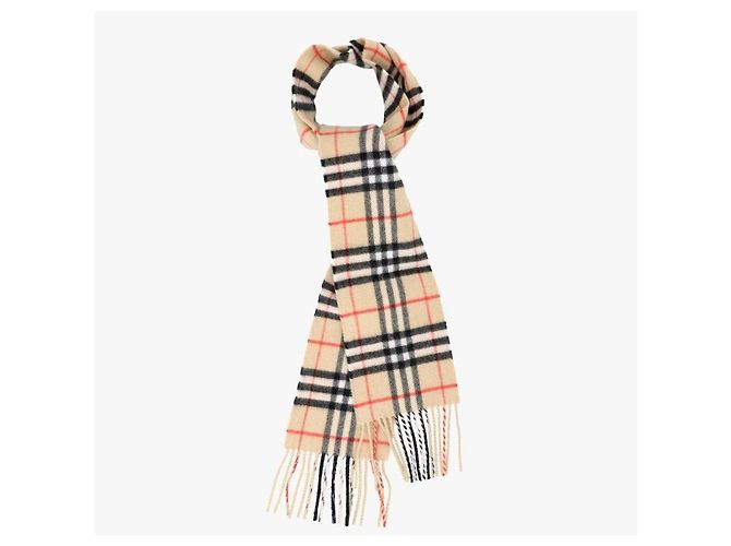 Burberry Sciarpa Slim Check in cashmere con frange - vista 5