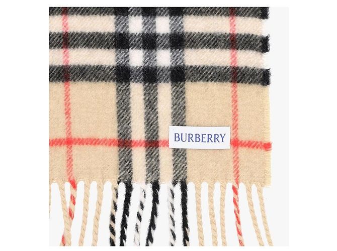 Burberry Sciarpa Slim Check in cashmere con frange - vista 6