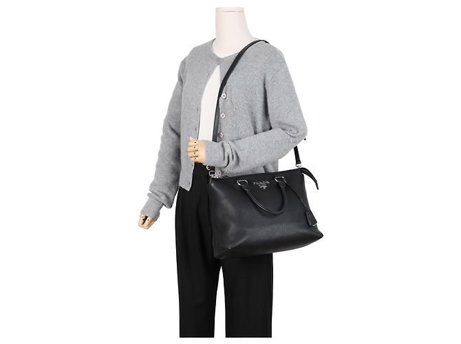 Prada Vitello Daino Black Schultertasche - Ansicht 16