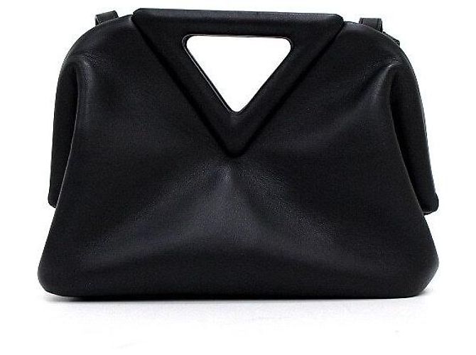 Bottega Veneta Borsa Tote e a Tracolla Nappa Triangle Small Black Point Top - vista 4